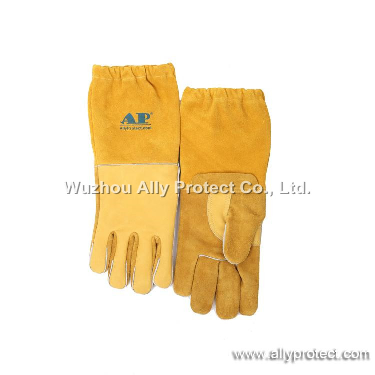 AP-2755 Yellow & Golden Grain Calfskin W/Split Cowhide Cuffs